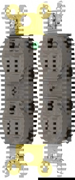 Straight Blade Receptacles; Receptacle Type: Duplex Receptacle ; Grade: Hospital ; Color: Gray ; Grounding Style: Self-Grounding ; Amperage: 15.0000 ; Voltage: 125V AC